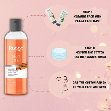 Raaga Professional Skin Toner, Nourishes, Hydrates and Maintains pH Balance, with goodness of Lotus & Cinnamon, All Skin Types, 100 ml